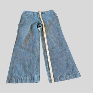 Liz Claiborne Women's Size 12 Wide Leg Denim Jeans Stretch Blue 100% Cotton